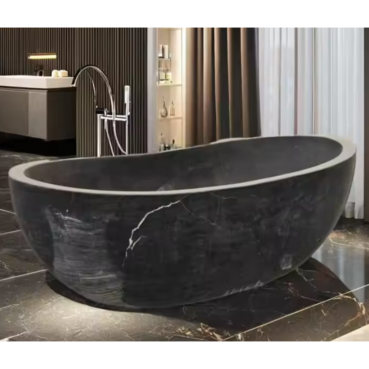 ObsidianLux Nero Marble Bath